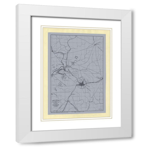 Atlanta Georgia - Merrill 1864  White Modern Wood Framed Art Print with Double Matting by Merrill