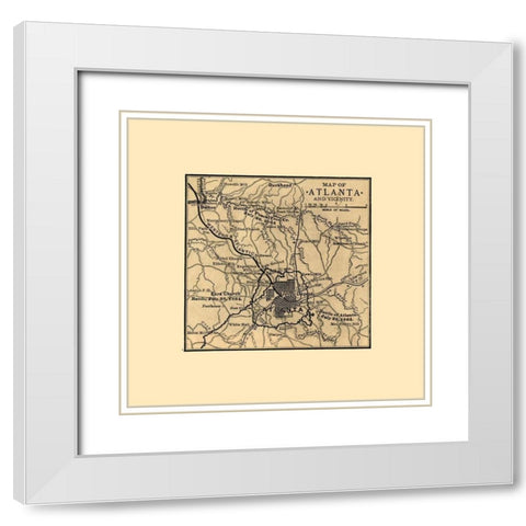 Atlanta Georgia Battles-1887 White Modern Wood Framed Art Print with Double Matting by Unknown