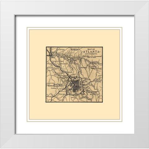 Atlanta Georgia Battles-1887 White Modern Wood Framed Art Print with Double Matting by Unknown