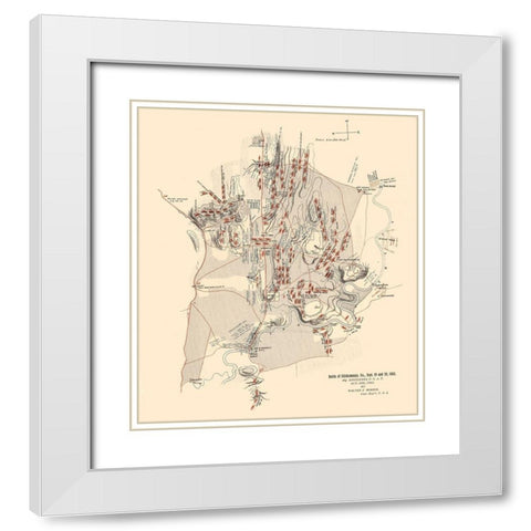 Chickamauga Georgia Battle - Morris 1863  White Modern Wood Framed Art Print with Double Matting by Morris