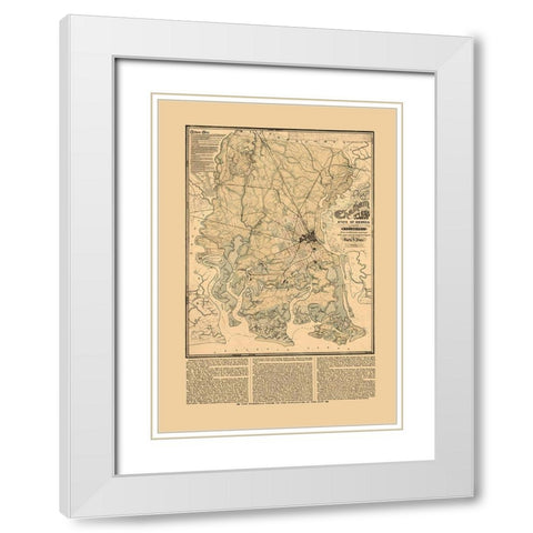 Chatham County Georgia - Platen 1875  White Modern Wood Framed Art Print with Double Matting by Platen