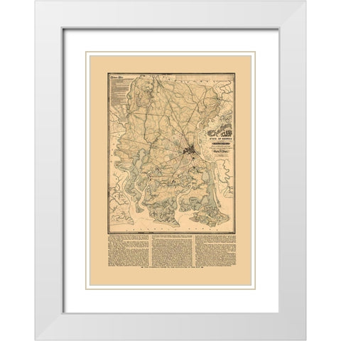 Chatham County Georgia - Platen 1875  White Modern Wood Framed Art Print with Double Matting by Platen