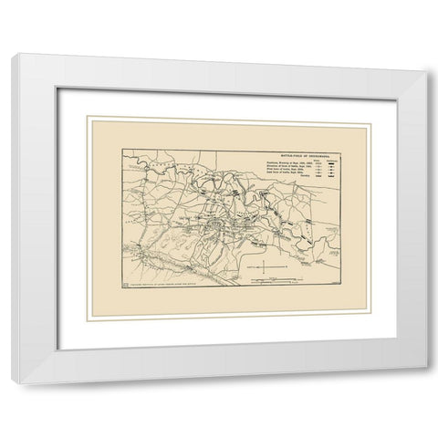 Chickamauga Georgia Battlefield - Wells 1887  White Modern Wood Framed Art Print with Double Matting by Wells