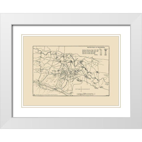 Chickamauga Georgia Battlefield - Wells 1887  White Modern Wood Framed Art Print with Double Matting by Wells