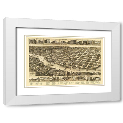 Columbus Georgia - Wellge 1886 White Modern Wood Framed Art Print with Double Matting by Wellge