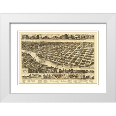 Columbus Georgia - Wellge 1886 White Modern Wood Framed Art Print with Double Matting by Wellge