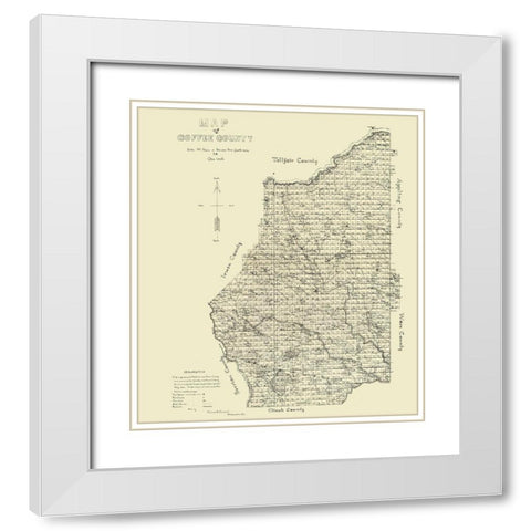 Coffee County Georgia - Marshall 1891  White Modern Wood Framed Art Print with Double Matting by Marshall