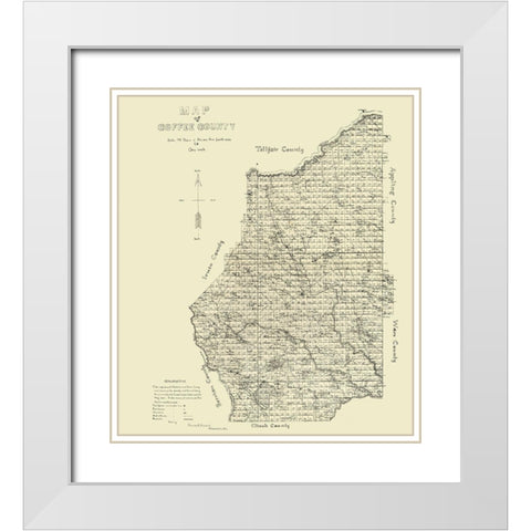 Coffee County Georgia - Marshall 1891  White Modern Wood Framed Art Print with Double Matting by Marshall