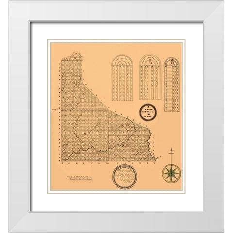 Dawson Georgia - Green 1866 White Modern Wood Framed Art Print with Double Matting by Green