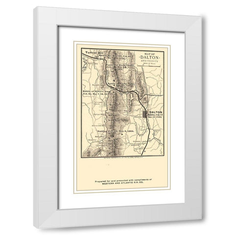 Dalton Georgia Vicinity Battles - Northrup 1864  White Modern Wood Framed Art Print with Double Matting by Northrup