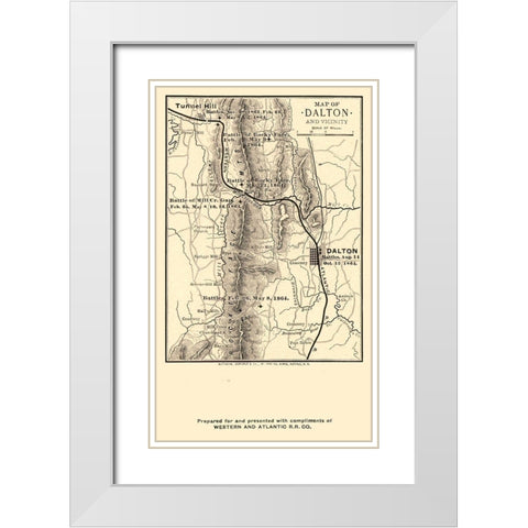 Dalton Georgia Vicinity Battles - Northrup 1864  White Modern Wood Framed Art Print with Double Matting by Northrup