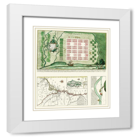 Ebenezer Georgia - Seutter 1747 White Modern Wood Framed Art Print with Double Matting by Seutter