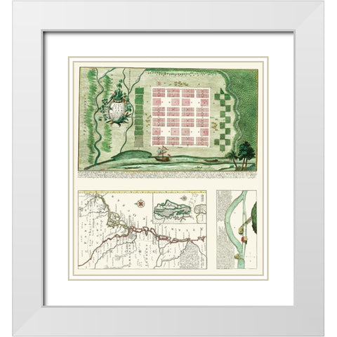 Ebenezer Georgia - Seutter 1747 White Modern Wood Framed Art Print with Double Matting by Seutter