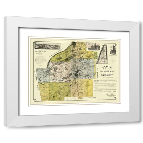 Floyd County Georgia - Beauman 1895  White Modern Wood Framed Art Print with Double Matting by Beauman