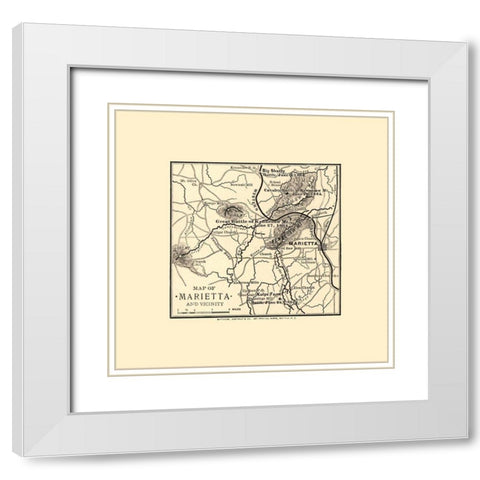 Marietta Georgia Vicinity Battles - Northrup 1864  White Modern Wood Framed Art Print with Double Matting by Northrup