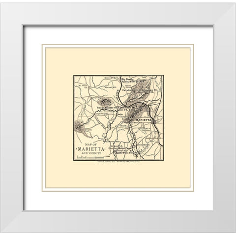 Marietta Georgia Vicinity Battles - Northrup 1864  White Modern Wood Framed Art Print with Double Matting by Northrup