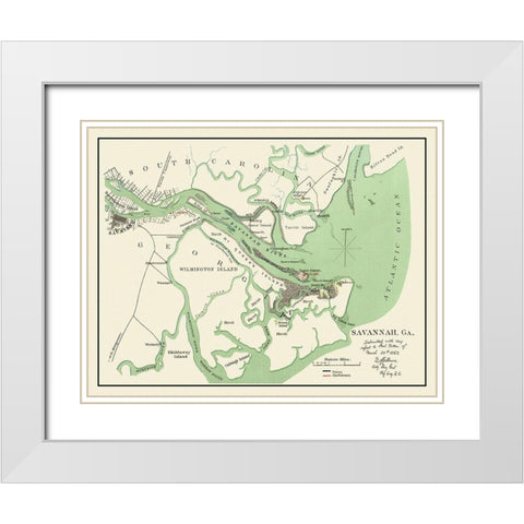 Savannah Georgia - Gillmore  1862 White Modern Wood Framed Art Print with Double Matting by Gillmore