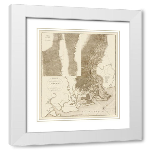 Sketch of the Northern Frontiers of Georgia 1780 White Modern Wood Framed Art Print with Double Matting by Campbell