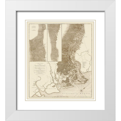 Sketch of the Northern Frontiers of Georgia 1780 White Modern Wood Framed Art Print with Double Matting by Campbell