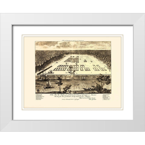 Savannah Georgia - Gordon 1734 White Modern Wood Framed Art Print with Double Matting by Gordon