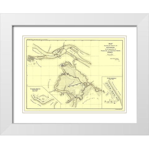 Savannah Georgia Defences - Bowen 1865  White Modern Wood Framed Art Print with Double Matting by Bowen
