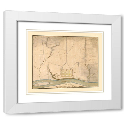 Savannah Georgia -1782 White Modern Wood Framed Art Print with Double Matting by Unknown