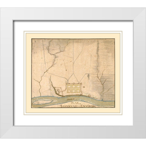 Savannah Georgia -1782 White Modern Wood Framed Art Print with Double Matting by Unknown