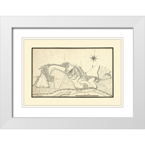 Savannah Georgia - Phelipeau 1778  White Modern Wood Framed Art Print with Double Matting by Phelipeau