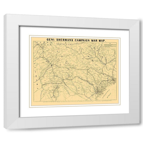 South Carolina Georgia Shermans Campaign - Bufford 1864  White Modern Wood Framed Art Print with Double Matting by Bufford