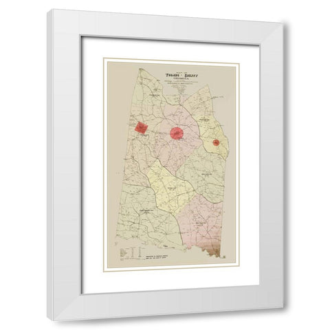 Toombs Georgia - Hudgins 1913 White Modern Wood Framed Art Print with Double Matting by Hudgins