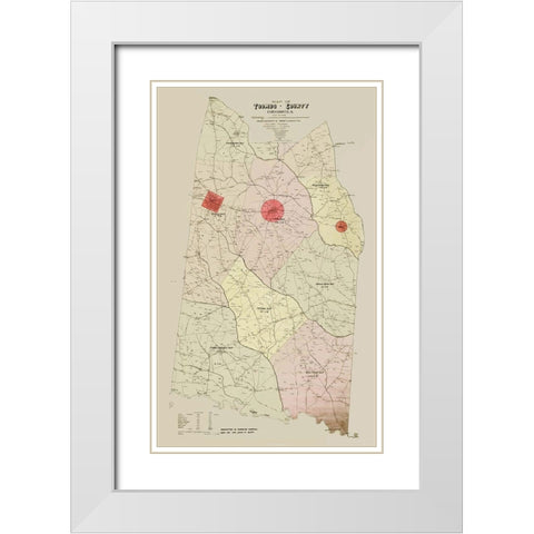 Toombs Georgia - Hudgins 1913 White Modern Wood Framed Art Print with Double Matting by Hudgins