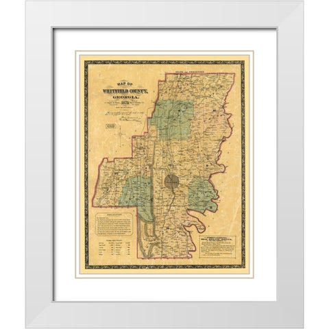 Whitfield County Georgia - Schultz 1879  White Modern Wood Framed Art Print with Double Matting by Schultz