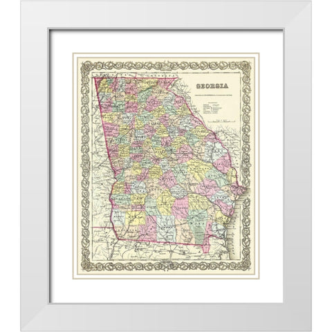 Georgia - Colton 1855 White Modern Wood Framed Art Print with Double Matting by Colton