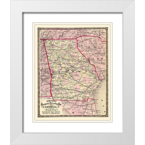 Georgia - Cram 1875 White Modern Wood Framed Art Print with Double Matting by Cram