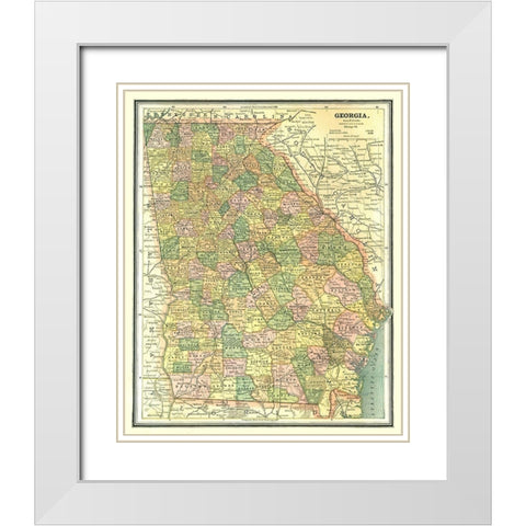 Georgia - Cram 1886 White Modern Wood Framed Art Print with Double Matting by Cram