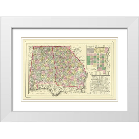 Georgia, Alabama - Mitchell 1890 White Modern Wood Framed Art Print with Double Matting by Mitchell