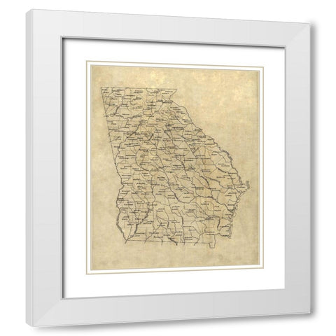 Georgia -1893 White Modern Wood Framed Art Print with Double Matting by Unknown