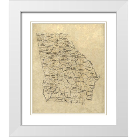 Georgia -1893 White Modern Wood Framed Art Print with Double Matting by Unknown