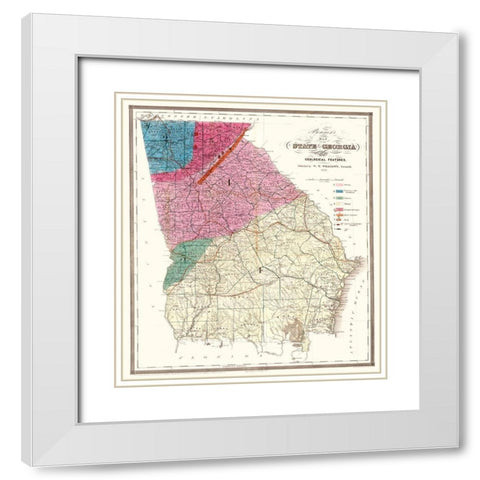 Georgia - Williams 1849  White Modern Wood Framed Art Print with Double Matting by Williams