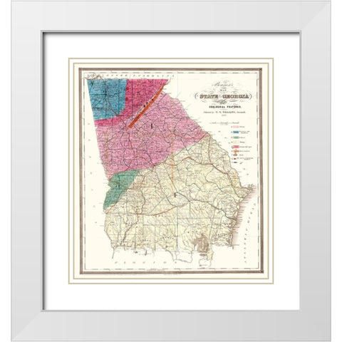 Georgia - Williams 1849  White Modern Wood Framed Art Print with Double Matting by Williams