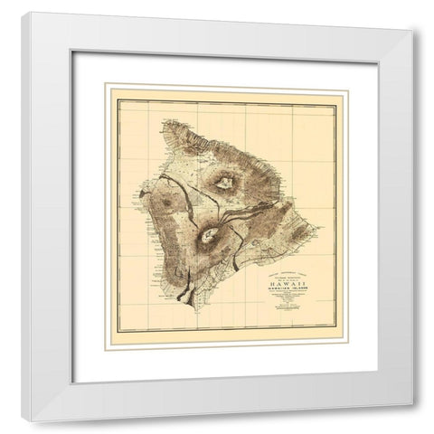 Hawaii Hawaii - Bien 1886 White Modern Wood Framed Art Print with Double Matting by Bien