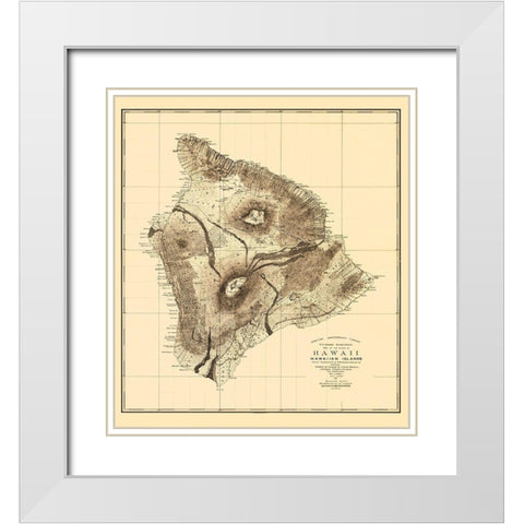 Hawaii Hawaii - Bien 1886 White Modern Wood Framed Art Print with Double Matting by Bien