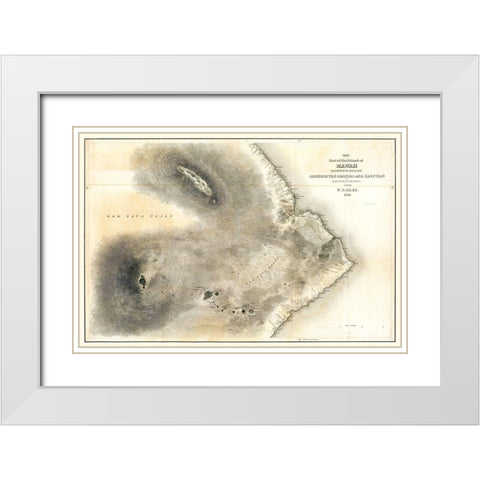 Hawaii County Hawaii - US 1841  White Modern Wood Framed Art Print with Double Matting by US Expedition
