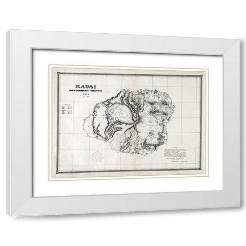 Kauai County Hawaii - Alexander 1878  White Modern Wood Framed Art Print with Double Matting by Alexander