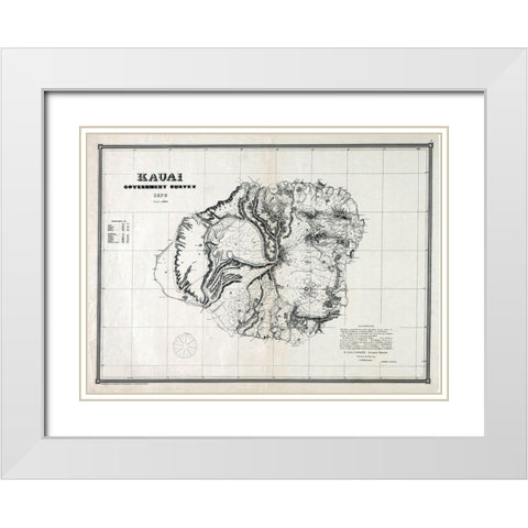 Kauai County Hawaii - Alexander 1878  White Modern Wood Framed Art Print with Double Matting by Alexander