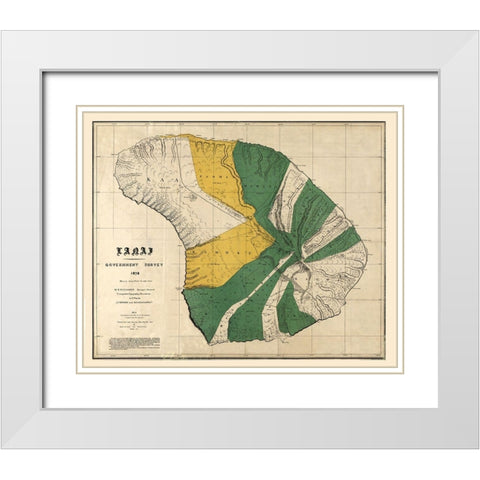 Lanai County Hawaii - Brown 1878  White Modern Wood Framed Art Print with Double Matting by Brown