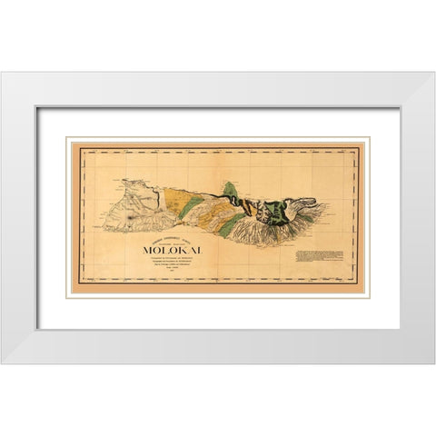 Molokai Hawaii - Willis 1897 White Modern Wood Framed Art Print with Double Matting by Willis