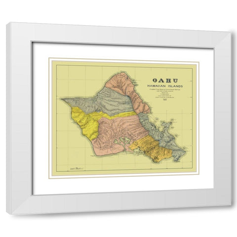 Oahu Hawaii - Beasley 1899 White Modern Wood Framed Art Print with Double Matting by Beasley