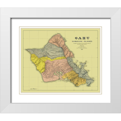 Oahu Hawaii - Beasley 1899 White Modern Wood Framed Art Print with Double Matting by Beasley