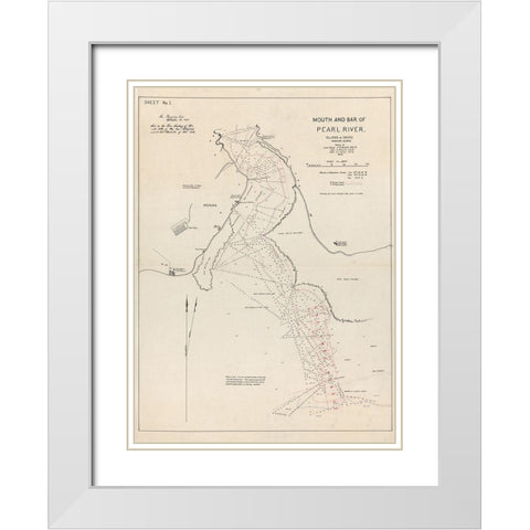 Pearl River Oahu County Hawaii - Sands 1873  White Modern Wood Framed Art Print with Double Matting by Sands